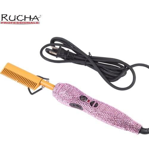 Diamond Hair Straightener Flat Irons 2 IN1 Wet Dry Ceramic Brush Fast Heating Hair Straight Styler Curling Iron Hair Curler Comb