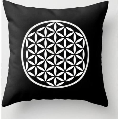 Flower of Life Yin Yang Decorative Pillow Cushion Covers Square Pillowcase for Sofa Cotton Linen Pillow Cover