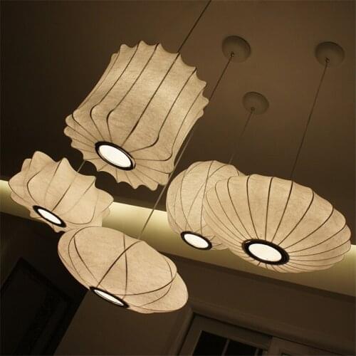 Design Retro American Silk Pendant Lights Bedroom Living Room Restaurant Japan Korean Vintage Lantern Lamps Hanging De Lighting