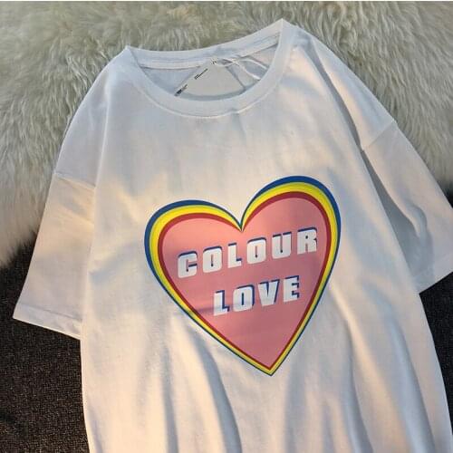 Printing T-shirt Summer Short-Sleeved Round O-Neck Mens Fashion Loose Cotton All-match Style INS Lovers Student BF