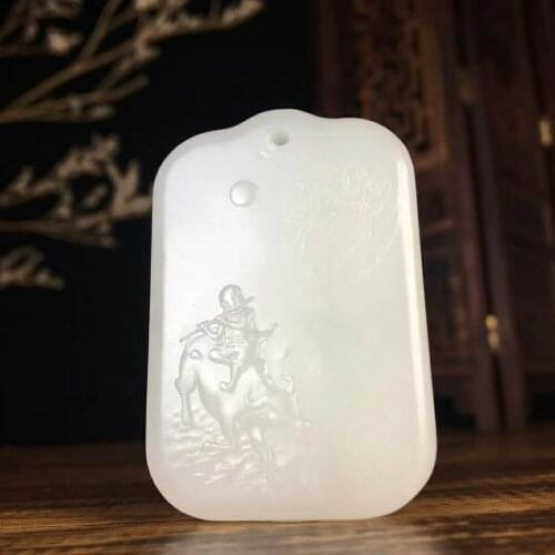 H72#Hetian jade white jade pendant, jade is warm and delicate