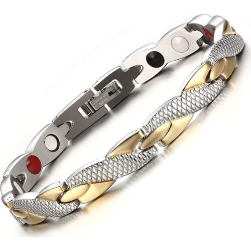 Hot Health Energy Magnetic Ion Germanium Bracelet Men Pulseras Hombre Chain Link Stainless Steel Bracelet Bangle Women Men