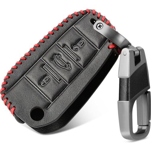 Men Leather Car Remote Key Fob Shell Cover Case For Peugeot 3008 208 308 407 508 408 2008 307 4008 Skin Holder 2016 2017 2018