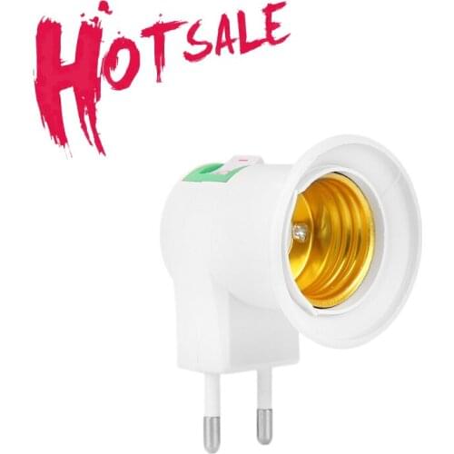 Hot Sell E27 EU Plug Adapter LED Light Socket With Power On-Off Control Socket Switch E27 Screw Lamp Base Lamp Socket Dropship