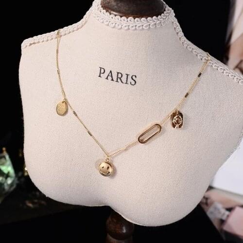 Fashion Smiling Face Pendant Necklace Choker 2021 Never Fade Elegant 18 K Gold Plated 316 L Stainless Steel Jewelry Woman Gift