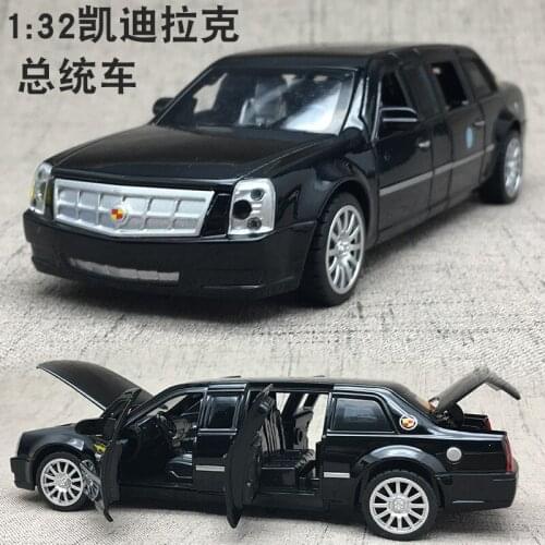 1:32 high simulation Cadillac president car extended version alloy car model metal six open door sound and light pull back car