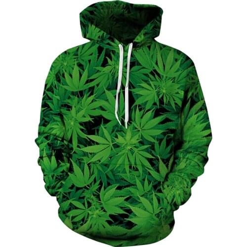 Rimiut Green Harajuku Sweatshirts Men/women 3d Hoodies Green Maple Leaf Print Hooded Sweatshirts Casual Sportswear With Pocket