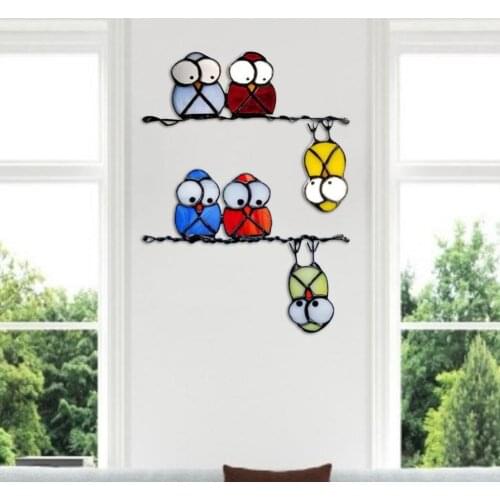 Lovely Birds Sticker Cartoon Home Window Decor Ornament Stain Hear Insulation Window Cover Static Self Adhesive Glass Stickers