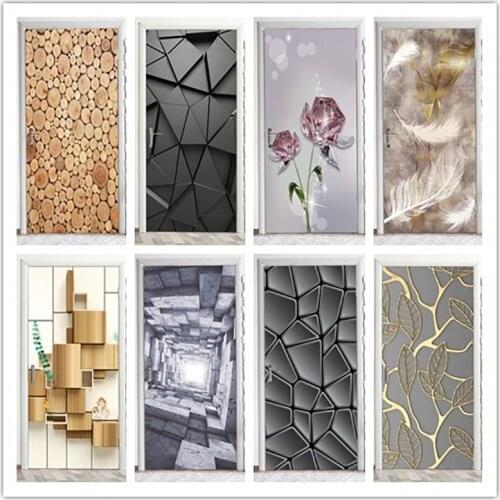 2pcs/set stickers On The Doors Simple Pattern Self Adhesive Murals Peel And Stick Beautiful Landscape Wallpaper For Living Room