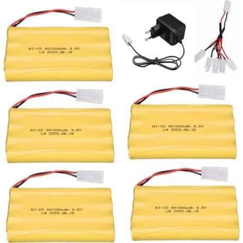 9.6v 1000mah Ni-CD Battery + Charger Set For Rc toy Car Boat Gun Tank Train Robot NICD AA 9.6v Rechargeable Battery Pack