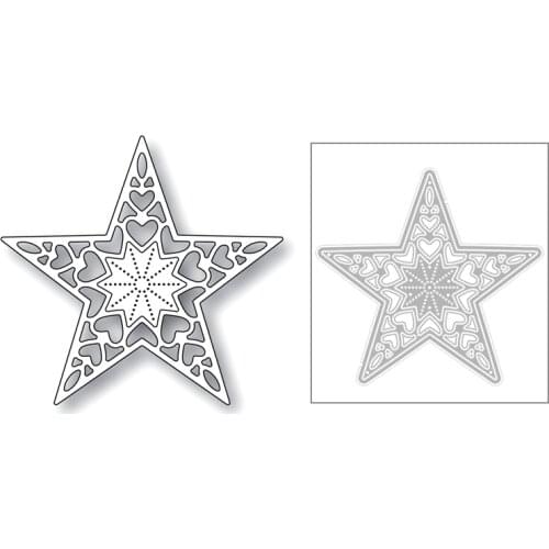 2020 New Pentagram Star Frame Heart and Snowflake Embossing Metal Cutting Dies For Making Greeting Card Scrapbooking No Stamps