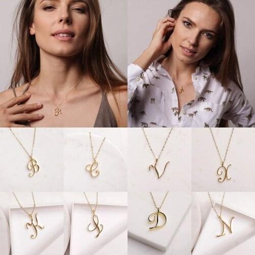 Alphabet Initial Necklace Cursive Letter Chain Necklace Name Word Necklace Exquisite 26 Letter