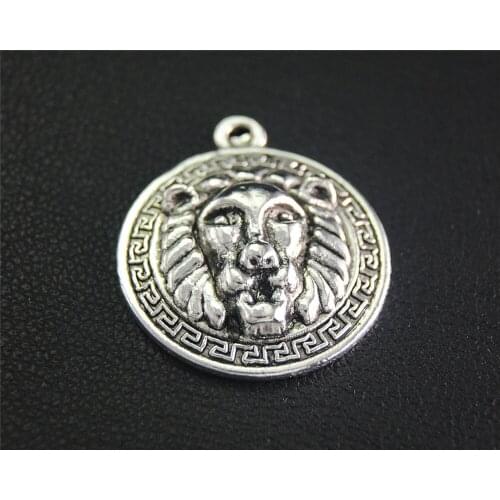15pcs Silver Color Lion Head Mana Animal Handmade Charms Pendants Jewelry Findings A2055