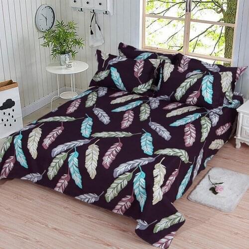 Nordic Style Bed Sheets Dormitory Bed Twill Leaf Print Bedding One Set of Bedding
