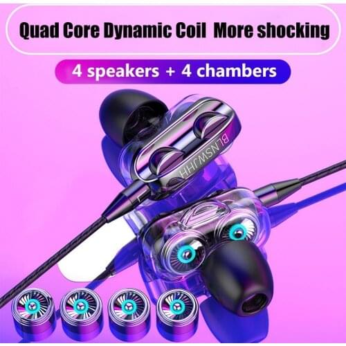 Type-C Wired Dual Moving Coil In-Ear Bass HiFi Music Earphone Headset with Mic For Samsung Huawei And Other Smartphones