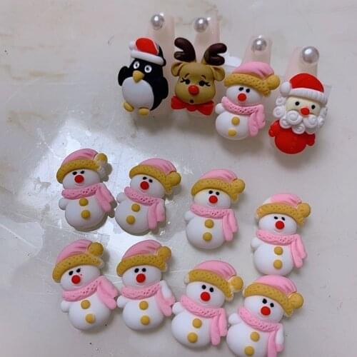2Pcs Christmas Spinning Nail Art Resin Charms Santa Reindeer Snowman Nail Supplies 3D Nail Art DIY Craft Decorations For Women