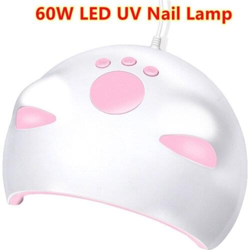 Salon/Home Use 60W Nail Lamp UV Lamp Nail Dryer Cat Shape for UV LED Gel Nail Dryer with Infrared Sensor