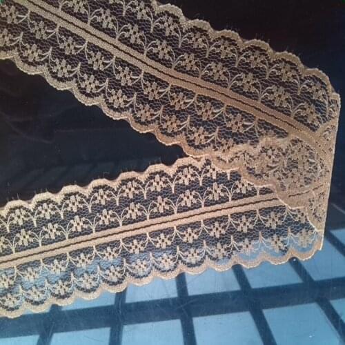 40 mm width of Brown lace fabric 10 yards / lot DIY clothing accessories Ribbon lace embroidery on both sides