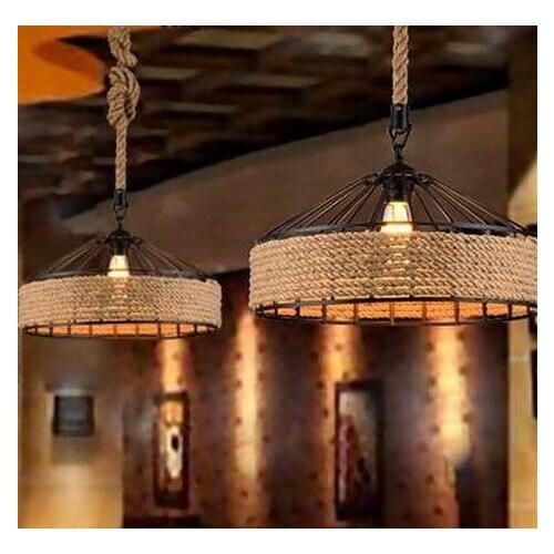 Nordic Loft Iron Art Hemp Rope Droplight Retro Pendant Light Fixtures For Dining Room Hanging Lamp Industrial Vintage Lighting