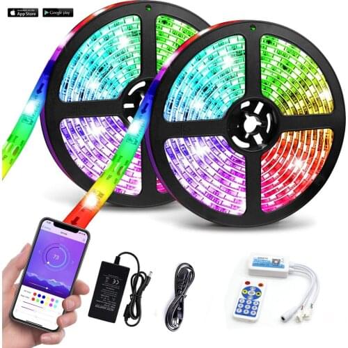 RGB IC App Bluetooth Control LED Strip Lights, Dream color Music Sync Led lamps for living room Bedroom Kitchen Christmas Decor