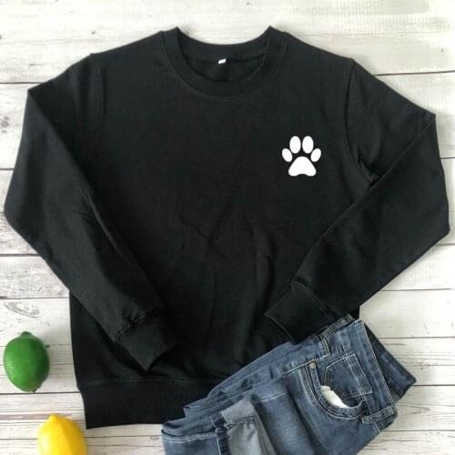 Dog Paw Pocket Printed Sweatshirt Funny Dog Mom Gift Sweatshirts Cute Women Long Sleeve Graphic Jumper Pullover Streetwear Femme