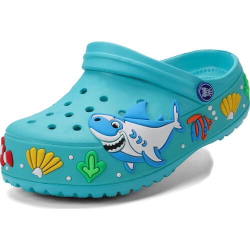 Summer Childrens Clogs Cartoon Garden Shoes for Girls Croc Beach Slides New Fashion Kids Slippers Boys Shark Clogs Slipstop