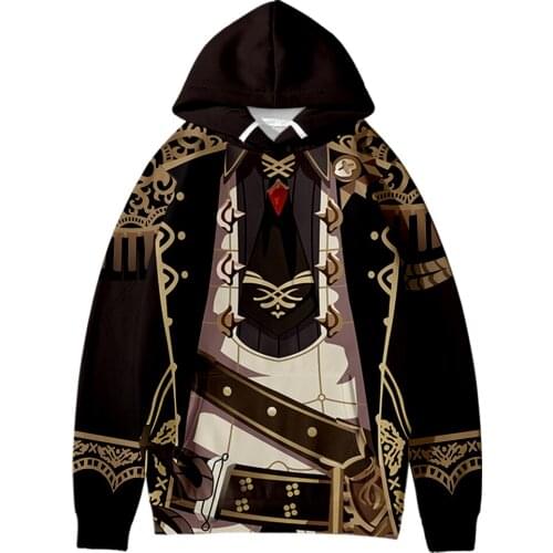 Cosplay Genshin Impact Diluc Ragnvindr Sweatshirts Men women Hoodies Anime Clothes Youthful Kawaii Boy Girls Kids The hooded