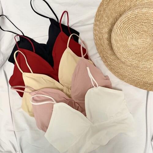 2020 French Thin Shoulder Strap Invisible No Steel Ring Large Size Solid Color Deep V-Triangle Cup Sports Fixed Bra