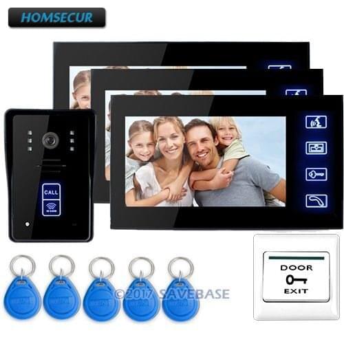 HOMSECUR 7" Tft Lcd Video Ir Door Phone Doorbell Home Security Intercom System 3-In 1-Out