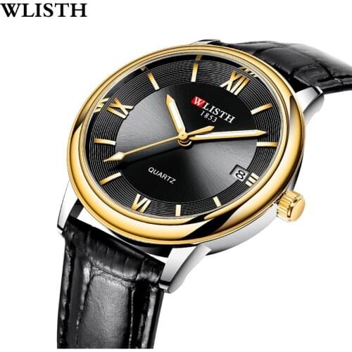 WLISTH Brand Mens Watches Automatic Mechanical Watch Male Clock Genuine Leather Waterproof Military Wristwatch Relogio Masculino