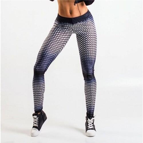 Push Up Oval Mesh Pattern Digital Printing Sportswear Leggings Polyester Women Sporting Casual Skinny Leggings