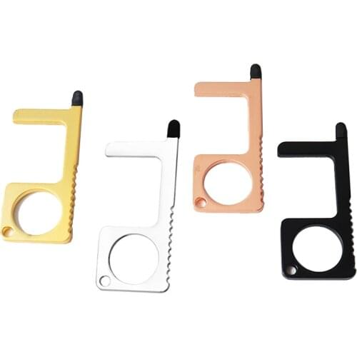 10pcs EDC Door Opener Tool Bottle Opener Stylus Pen Key Chain NO TOUCH Door Handle Artifact Keychain Avoid Touching Key Buckle