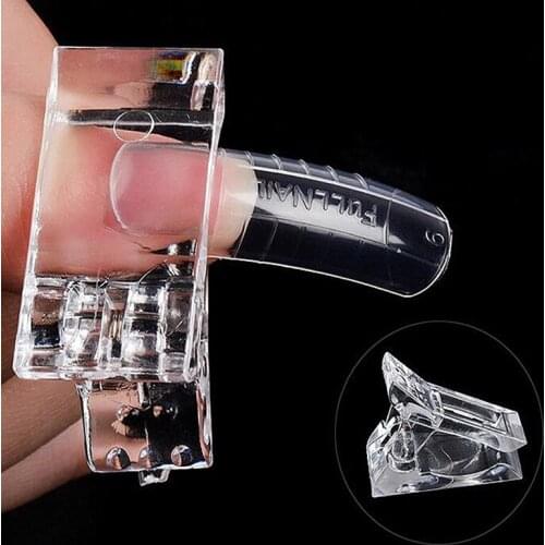 Shellhard 10pcs Reusable Nail Tips Clear Plastic Clip Finger Builder Gel Quick Building Nail Art Extension Tool