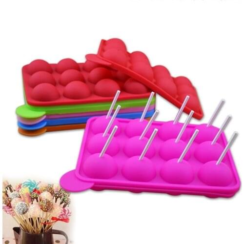 12-hole three-dimensional round silicone model lollipop flip candy chocolate mold cake baking mold Ice Cube Maker