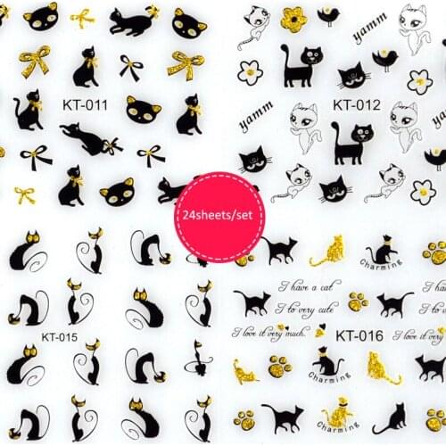 3D 2018 holiday nail sticker 24 Sheets Self-adhesive nail foil wraps /2D/3D Nail stickers/Water-transfer nail sticker