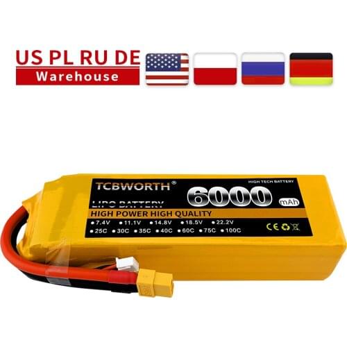 RC Toys LiPo Battery 4S 14.8V 6000mAh 25C 35C Batteries 4S For RC Airplane Quadrotor Helicopter Drone Car Boat Lithium 4S