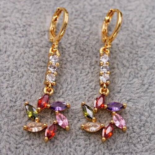 Bohemian Statement Earrings for Womens earrings Gold Filled dangle Drop colorful Earring Trendy Jewelry for Party Wedding Gift