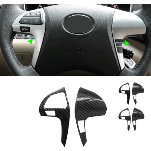 For Toyota Highlander 2009 2010 2011 2012-2014 For Camry 2006-2013 ABS Carbon Texture Car Steering Wheel Button Cover Frame Trim