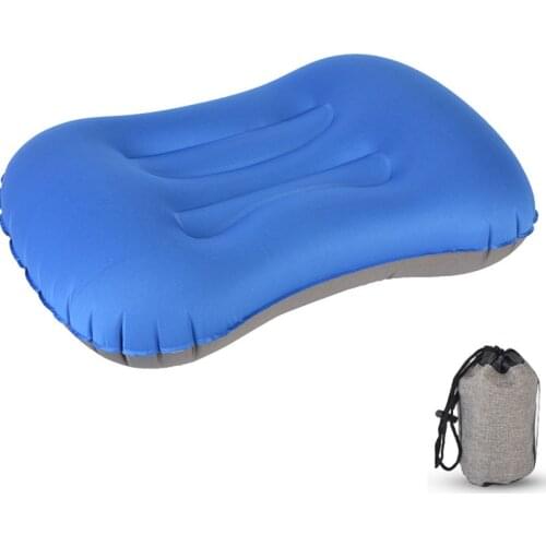 Travel Pillow Portable Lightweight Compact Air Cushion Pillow TPU Blow Inflatable Lumbar Pillow With Sack For Camping Hiking