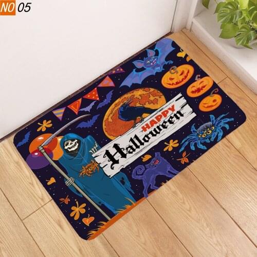 Halloween Doormat Blanket Front Door Decorations Outdoor Kitchen Floor Rugs Living Room Carpet Non-slip Pumpkin Ghost Floor Mat
