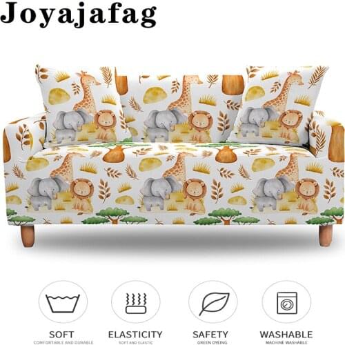Elastic Sofa Cover For Living Room Cartoon Animal Themed Washable Sectional Corner Couch Covers 1/2/3/4-seat Slipcover