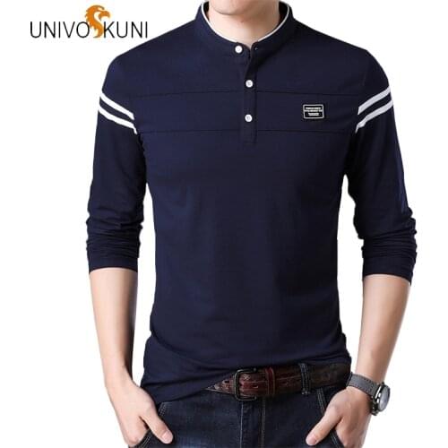 UNIVOS KUNI Newest Fashion Casual Men T Shirt Long Sleeve Solid Color Men Shirt High Quality Brand Plus Size M-4XL T-shirt J438