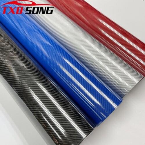 Good 5D Car Sticker Glossy Carbon Fiber Vinyl Film Wrap Foil 3D Texture Waterproof DIY Auto Decorative Stickers Car Accessories