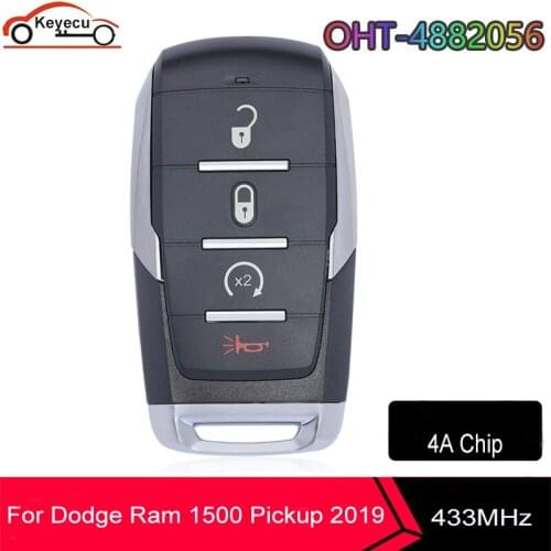 KEYECU For Dodge Ram 1500 Pickup 2019 2020 Smart Remote Car Key FOB 433MHz ASK PCF7953M 4A Chip OHT-4882056 P/N: 68291687AD