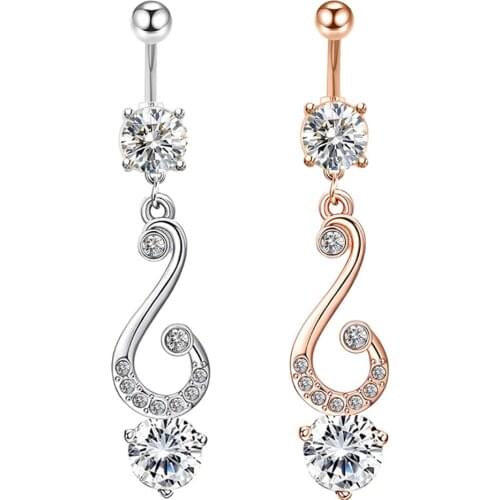 JUNLOWPY Navel Rings Belly Button Ring Piercing Stainless Steel Dangling Ombligo Bar Stud Barbell Sexy for Women Body Jewelry 14