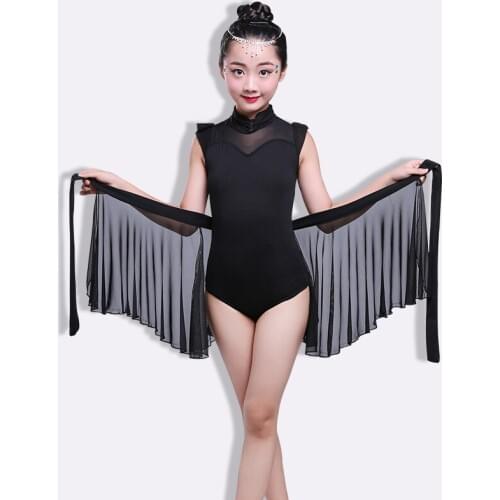 Black 2pcs Sets Girl Latin Dance Dress For Girls Ballroom Dancing Dress Girl Competition Dancewear Kids Kid Dance Costumes Set