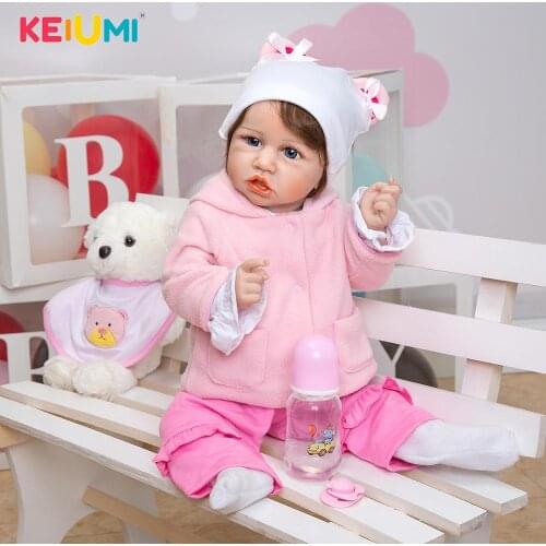 KEIUMI 57 CM Dress Up Doll Baby Toddler Reborn Baby Doll Full Body Silicone Rooted Fiber Hair For Chiritmas Chirldrens day Gift