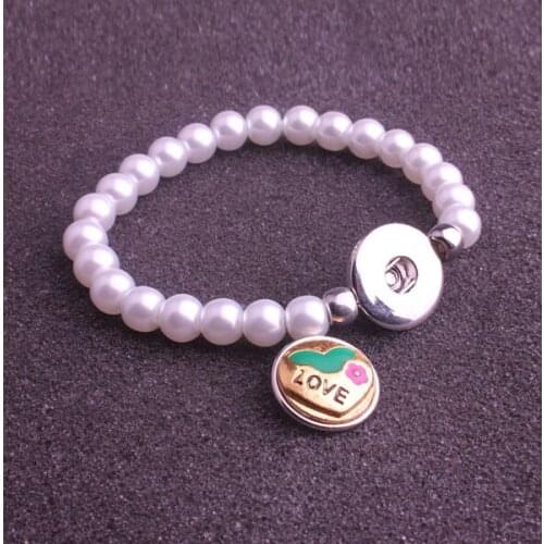 Min order $15) New Design Snap-It Silver Plated Diy Pearl Snap Button Bracelets Fit Diy Snaps fast ship