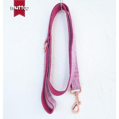 MUTTCO high quality basic dog collar THE PINK SUIT durable padded personalized dog ID leash 5 sizes UDC070M