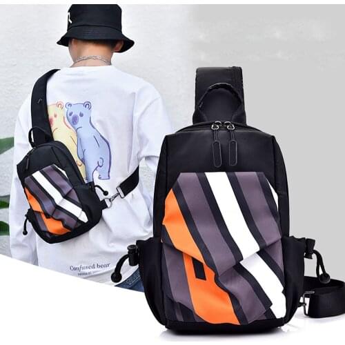 JCHENSJ Oxford Chest Bags For Men Casual Strip Printed Mens Shoulder Bag College Working Male Crossbody Bags